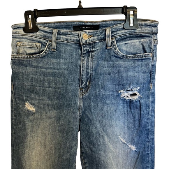 Flying Monkey Size 29 Midrise Distressed Bootcut Jeans Medium Wash cowboy grunge - Picture 2 of 10